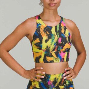 Lululemon Wunder Train Longline Bra Black Multi Size 4 NWT